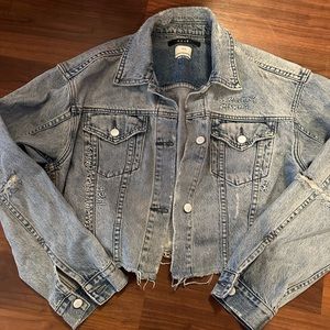 KSUBI something missing crop denim jacket medium